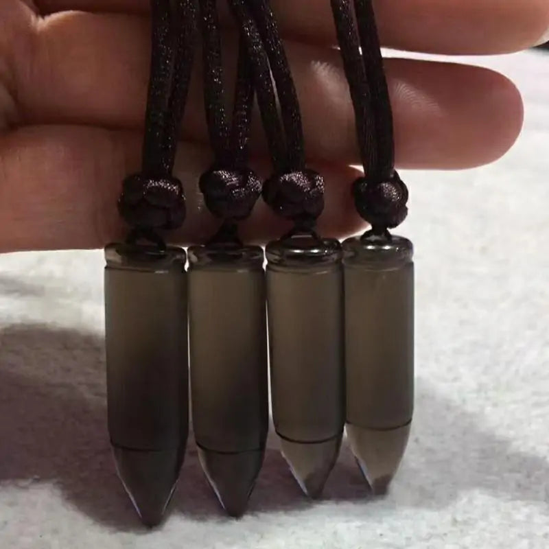 Obsidian-Bullet Pendant Necklace